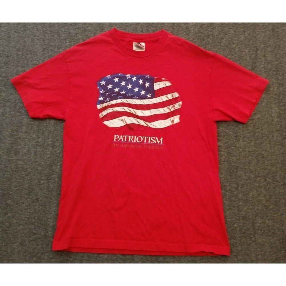 Alstyle Vintage USA Flag Short Sleeve Tee/T-Shirt Patriotism Men's sz Large Red